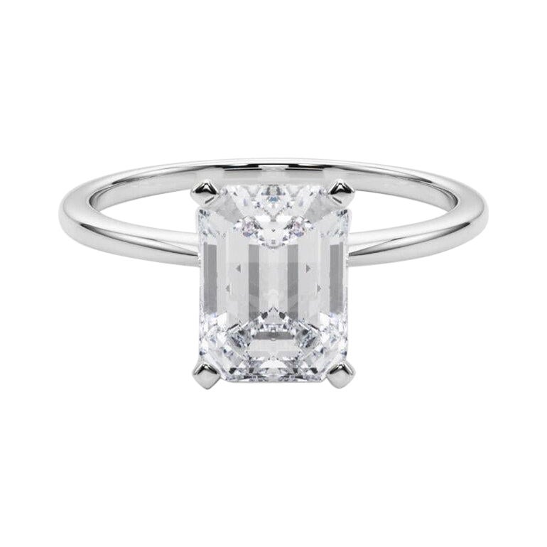 GIA Esmeralda de 3,5 ct Anillo de diamantes en oro blanco de 18 quilates engastado con solitario