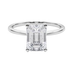 GIA Esmeralda de 3,5 ct Anillo de diamantes en oro blanco de 18 quilates engastado con solitario