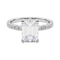 GIA 3,5ct Smaragd Solitär mit halber Ewigkeit 18K Weißgold Diamantring
