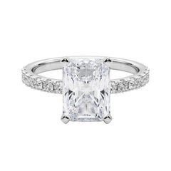 GIA 3.5ct Radiant Solitaire with Half Eternity 18K White Gold Diamond Ring