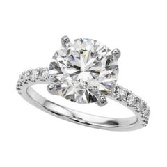GIA 3.5ct Round Solitaire with Half Eternity 18K White Gold Diamond Ring