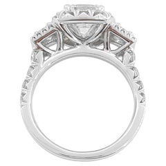 GIA 3.60 Ct. Carat Emerald Cut Diamond Engagement Platinum Ring