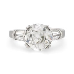 GIA Verlobungsring aus Platin mit 3.61 Karat Diamant im alten europäischen Schliff