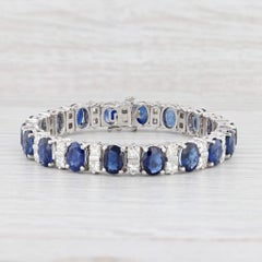 GIA 36.10ctw Sapphire Diamond Tennis Bracelet 950 Platinum 7" 8.8mm