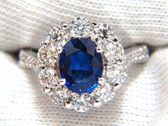 GIA 3.67CT Natural Vivid Royal Blue Diamonds Ring Cluster 18KT Gold*