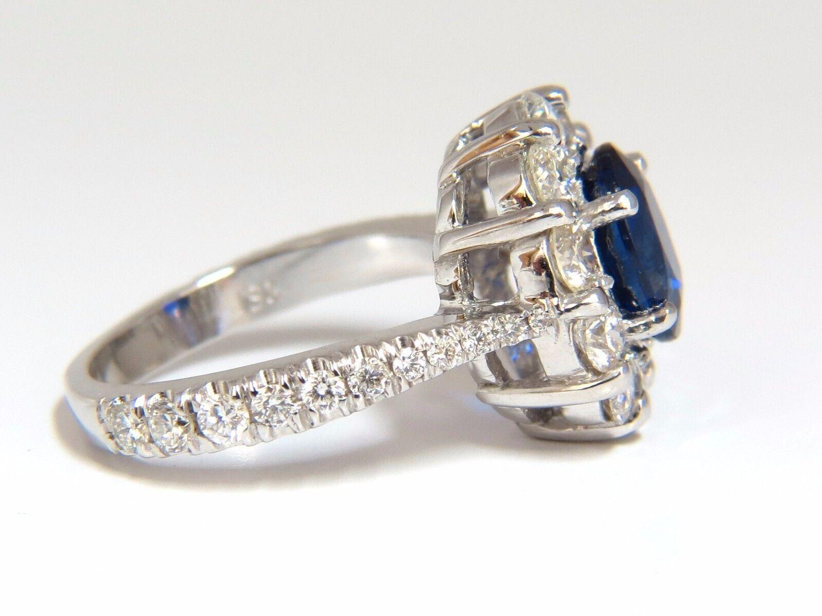 GIA 3.67CT Natural Vivid Royal Blue Diamonds Ring Cluster 18KT Gold Unisexe en vente