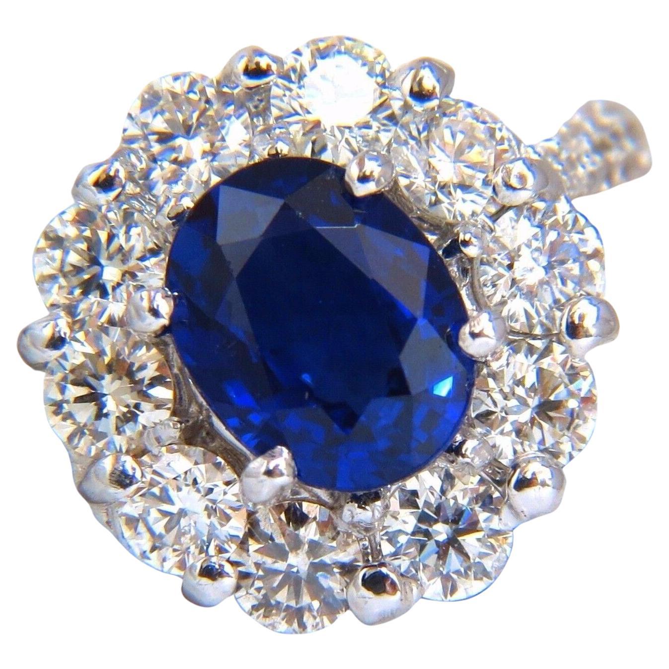 GIA 3.67CT Natural Vivid Royal Blue Diamonds Ring Cluster 18KT Gold en vente