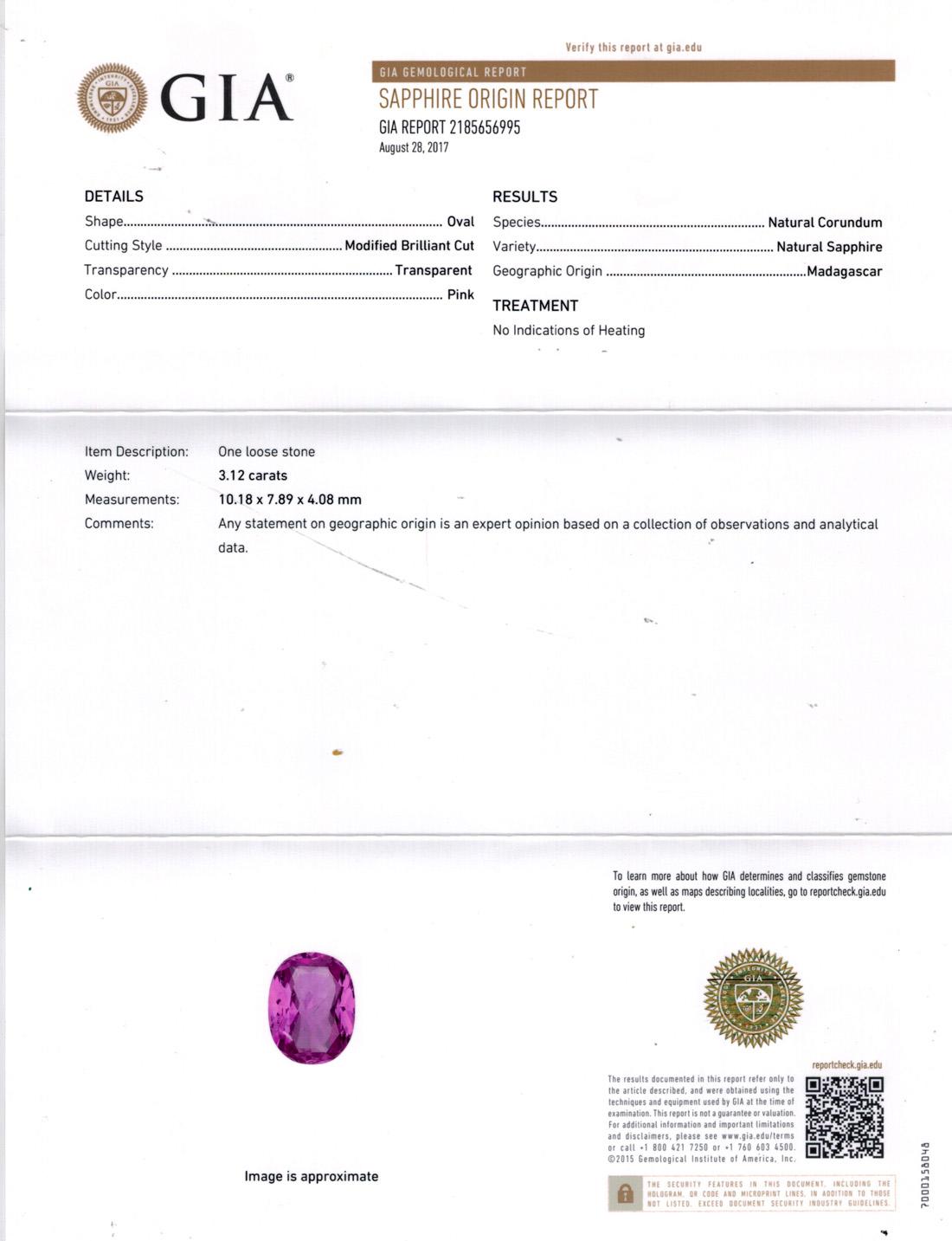 GIA 3.68 Carat Hot Vivid Pink Sapphire and Diamond Engagement White Gold Ring 9