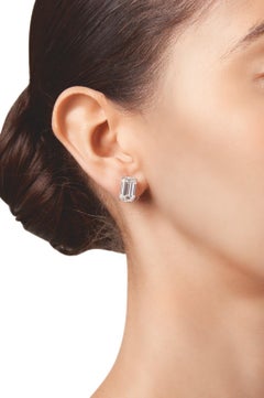 GIA 3.69 Carat Emerald Cut Diamond Studs Earrings