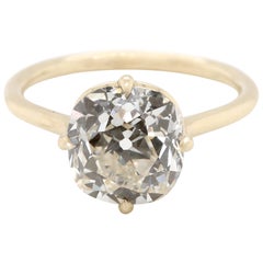 GIA 3.70 Carat Old Mine Cut Diamond 18 Karat Gold Engagement Ring