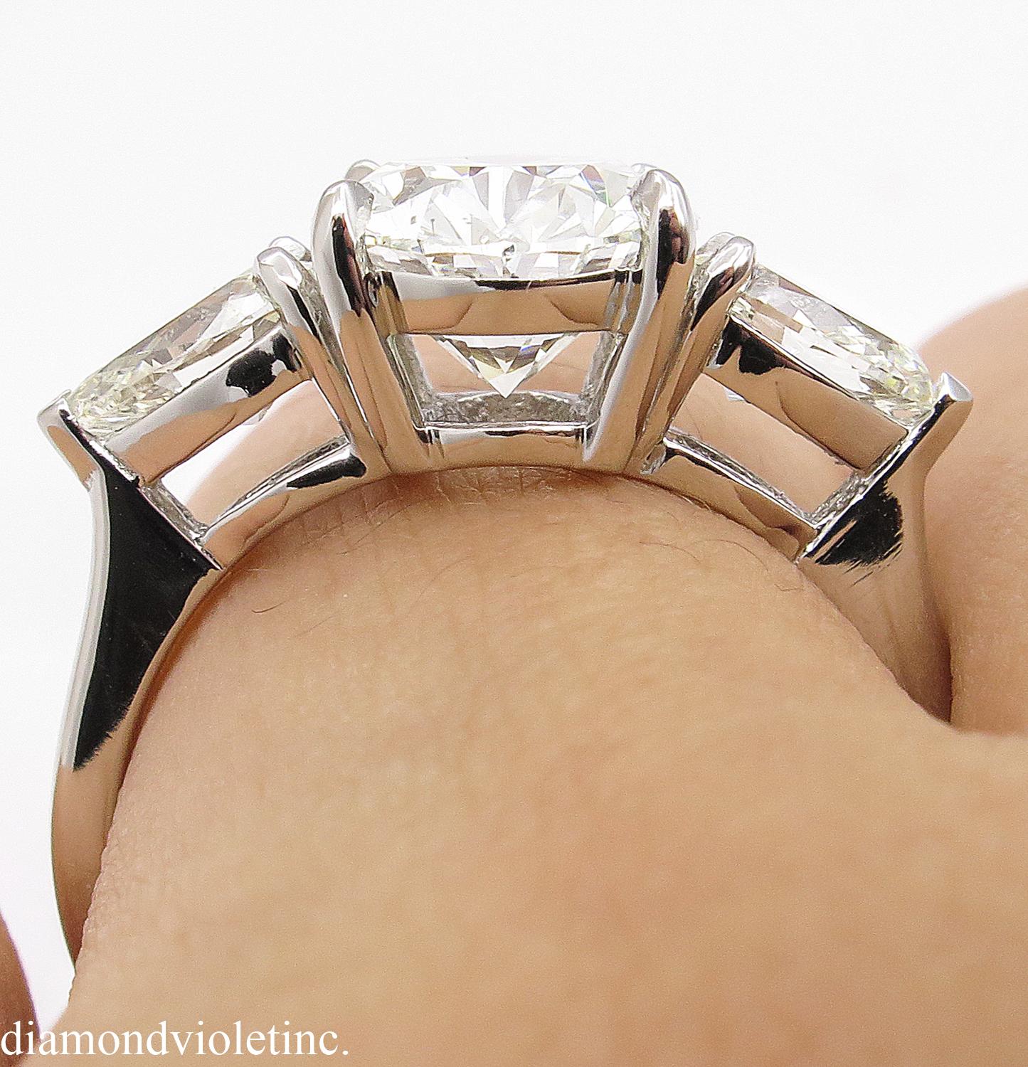 GIA 3.70 Carat Vintage Oval Diamond Three-Stone Engagement Wedding Platinum Ring 11