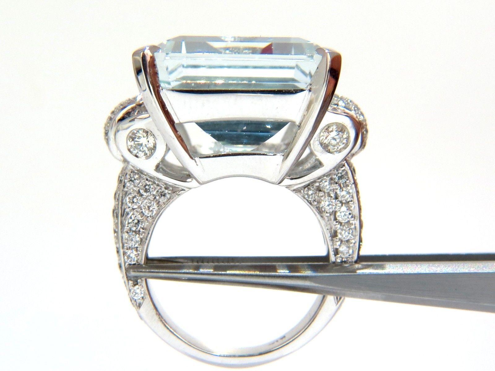 Emerald Cut Aquamarine

GIA Certified 34.65ct. Natural Aquamarine ring.

Emerald cut, clean clarity & Transparent.

Light Blue Color

Excellent clean clarity.

23.88 X 17.35 X 11.04mm



2.50ct Side round diamonds 

G-color Vs-2 clarity.

14kt.