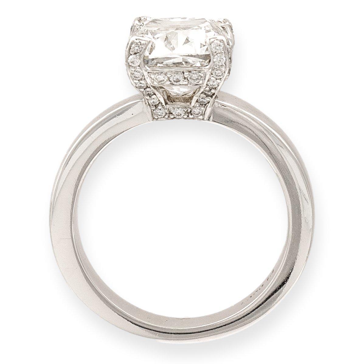 Women's GIA 3.72ct. Cushion Brilliant Cut Diamond Engagement Ring GVS2 in Platinum For Sale