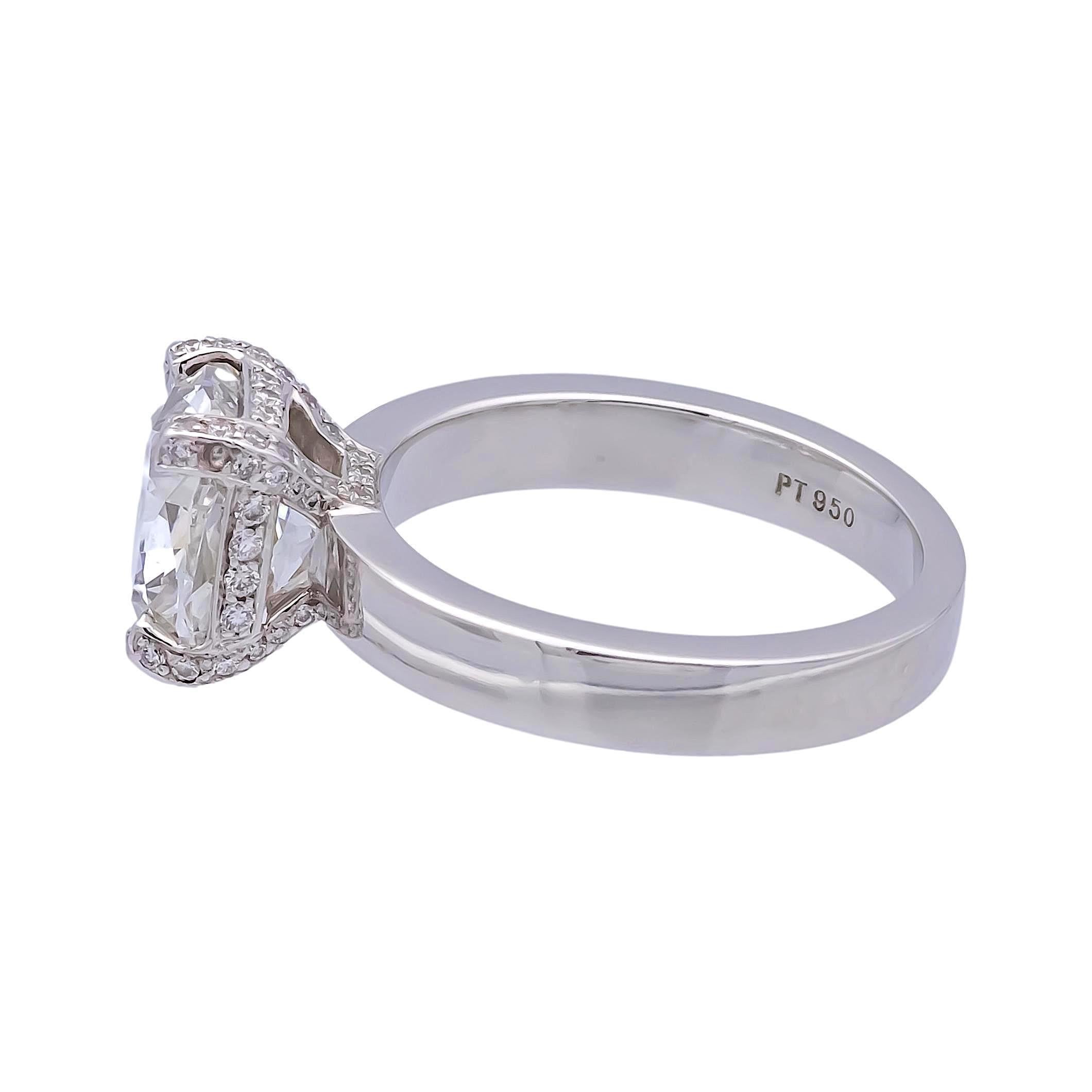 Modern GIA 3.72ct. Cushion Brilliant Cut Diamond Engagement Ring GVS2 in Platinum