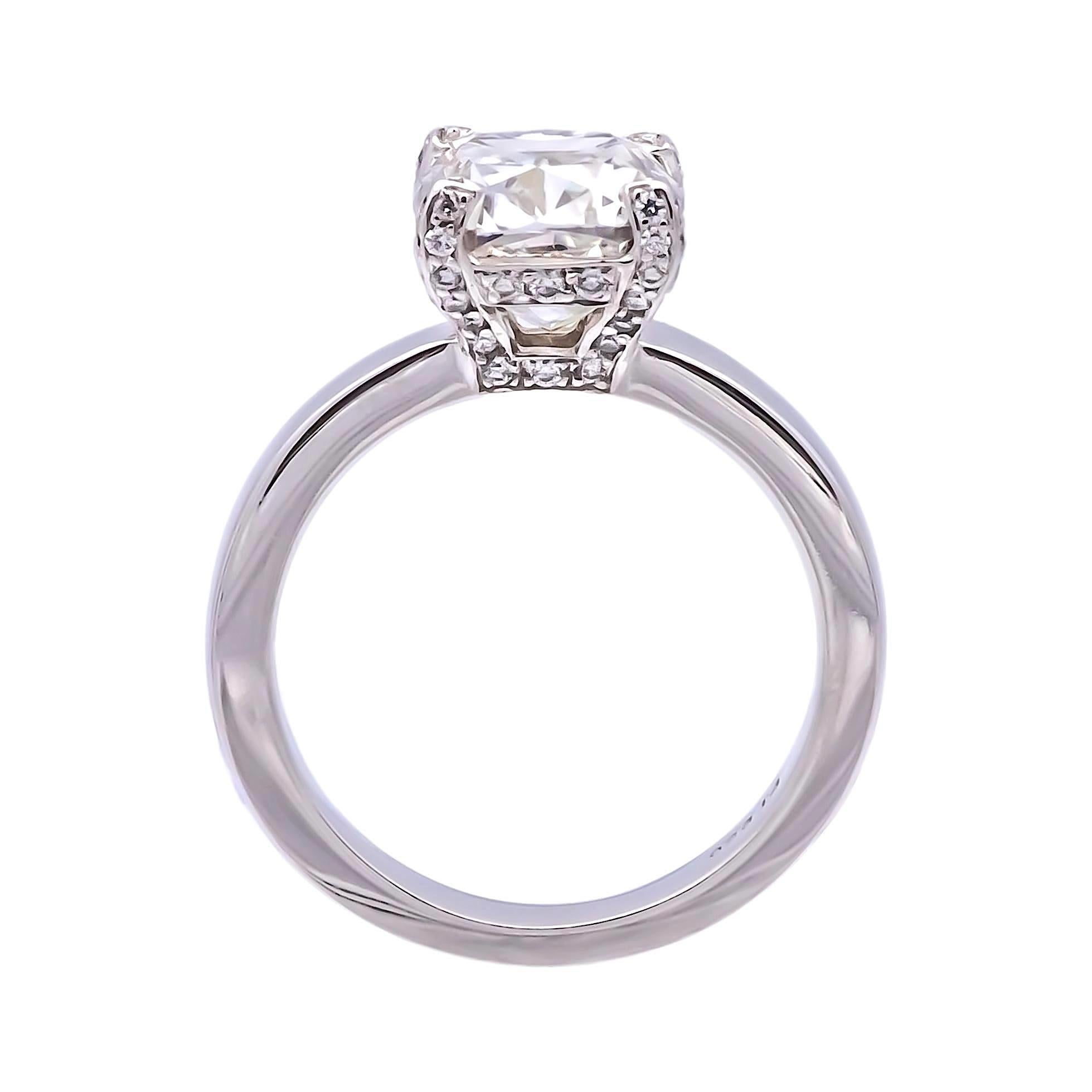 Women's GIA 3.72ct. Cushion Brilliant Cut Diamond Engagement Ring GVS2 in Platinum
