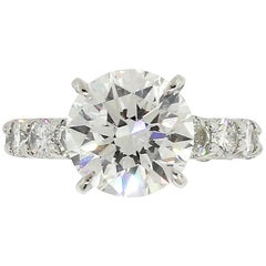GIA 3.80 Carat Round Brilliant Diamond Platinum Engagement Ring