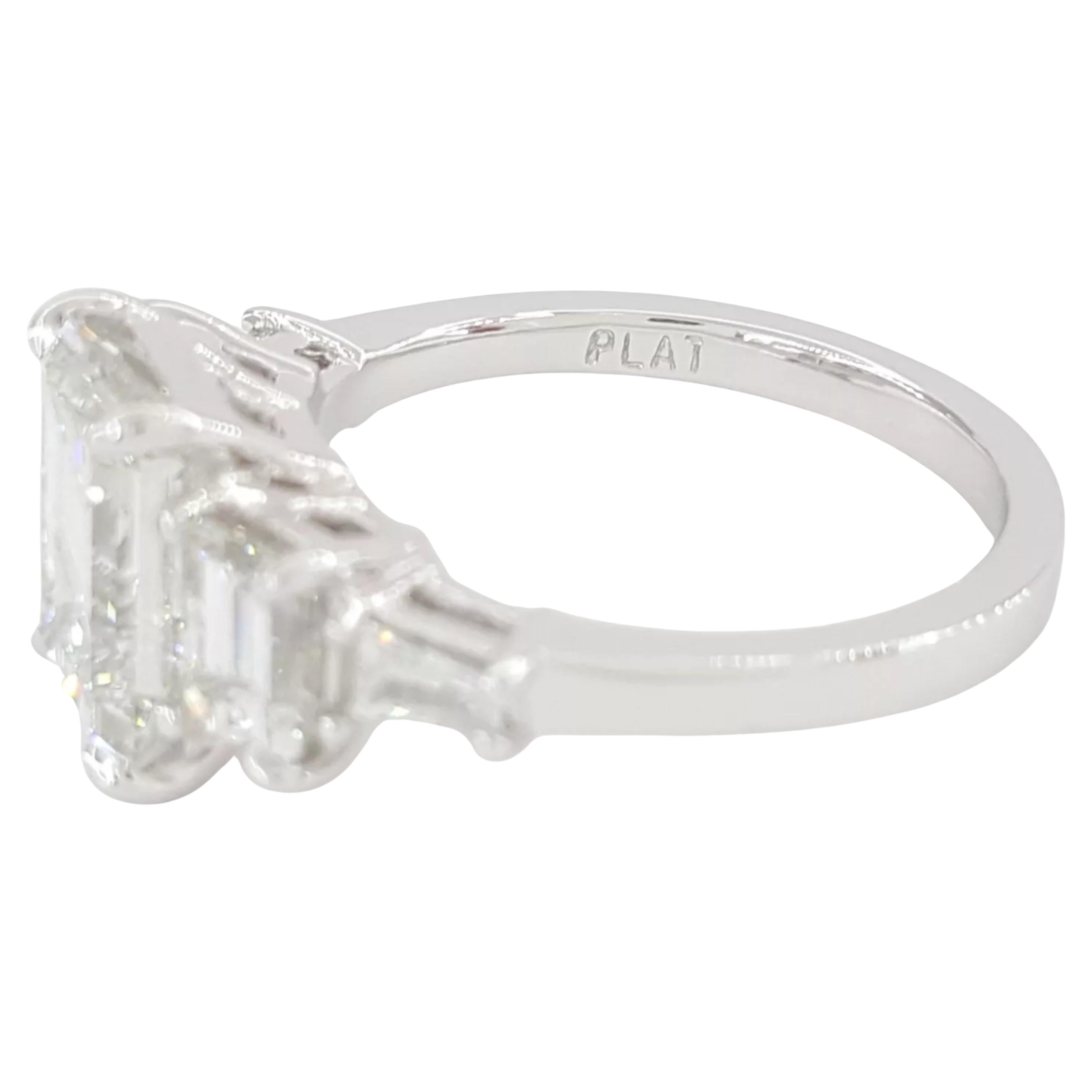 Emerald Cut GIA 3.80 ct Emerald cut diamond engagement ring For Sale