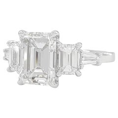 GIA 3.80 ct Emerald cut diamond engagement ring