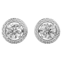 GIA 3,80 Karat D VVS1 Runde Brillanten Halo-Ohrstecker 18K Weißgold