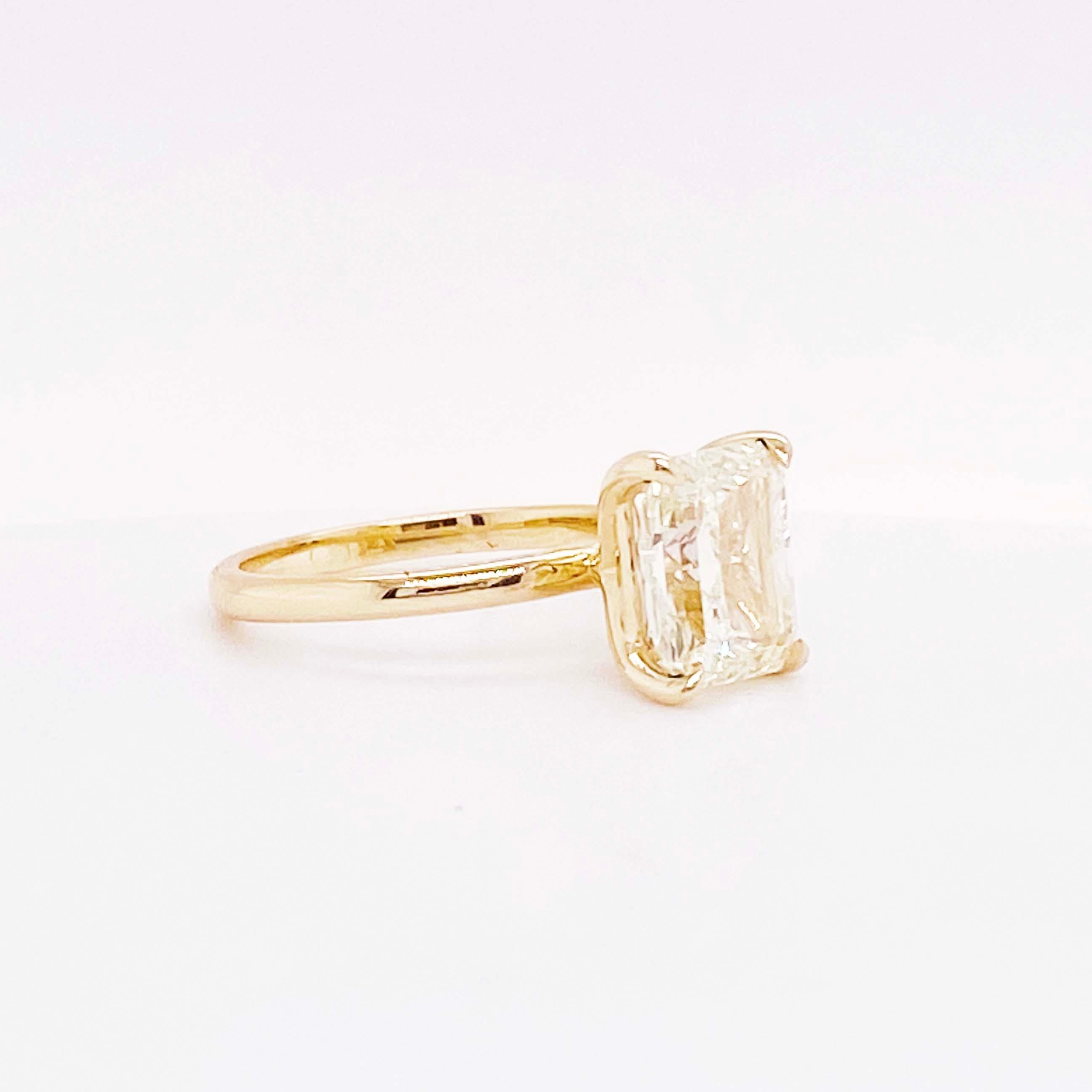 radiant cut gold engagement ring