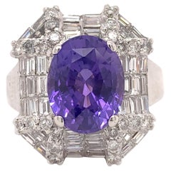 GIA 3.83 Carat Unheated Violet-Purple Sapphire Ring GIA 3.83 Carat Unheated Violet-Purple Sapphire Ring