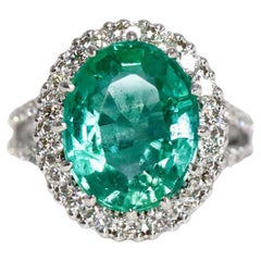GIA 3.86 Ct 14K White Gold Colombia Color Emerald&Diamond Engagement Ring