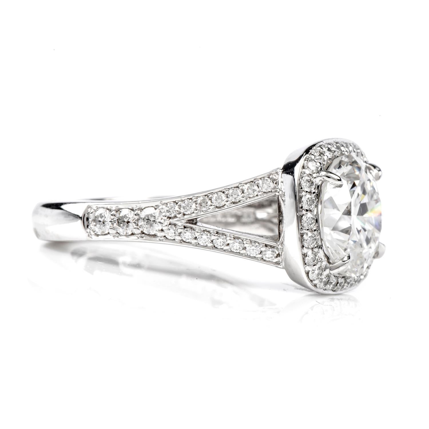 Art Deco GIA 3.89 Carat Round Diamond G-VVS2 Platinum Diamond Engagment Ring