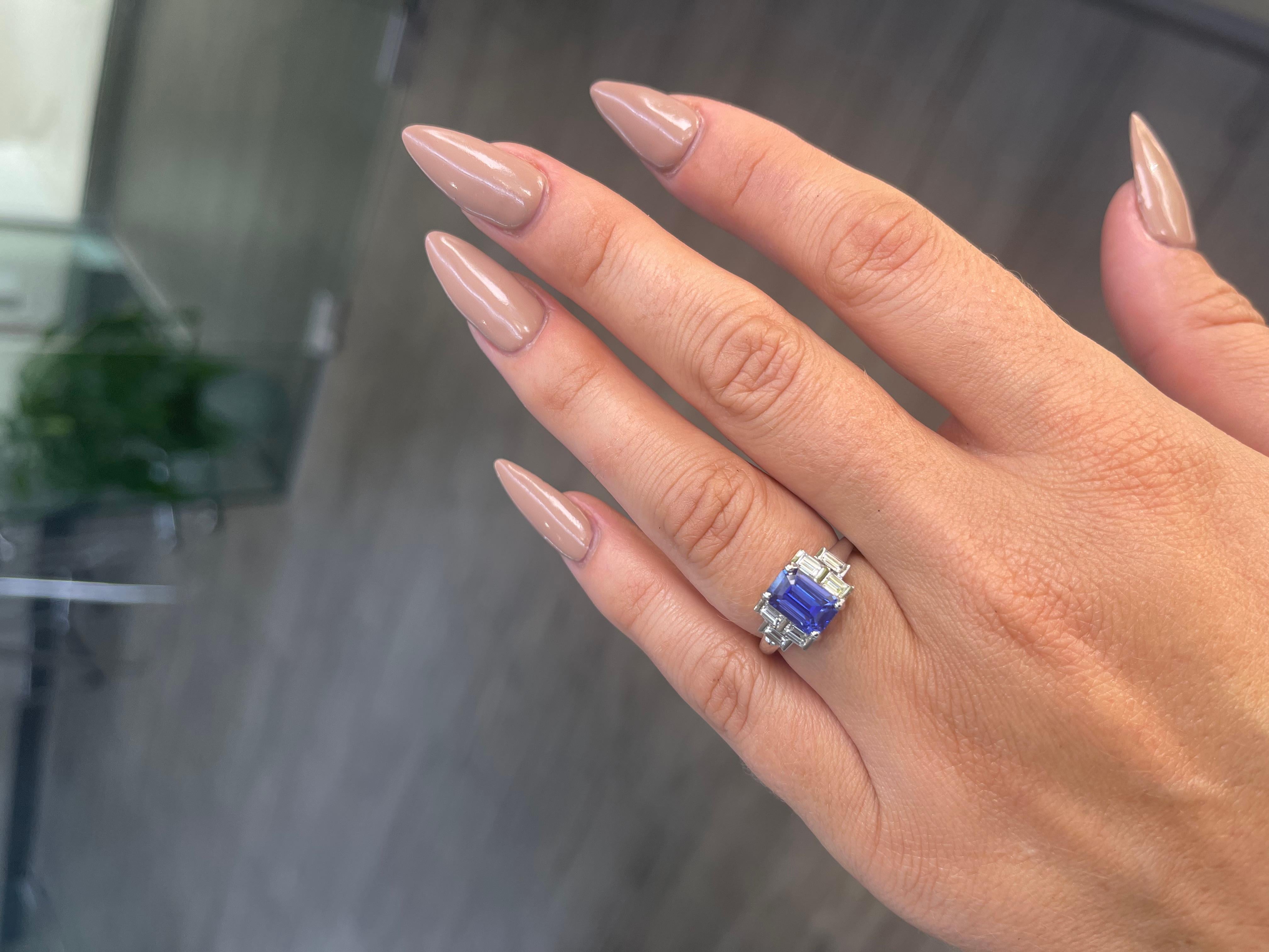 Women's or Men's GIA 3.92ct Ceylon Blue Sapphire Diamond Platinum Engagement Ring