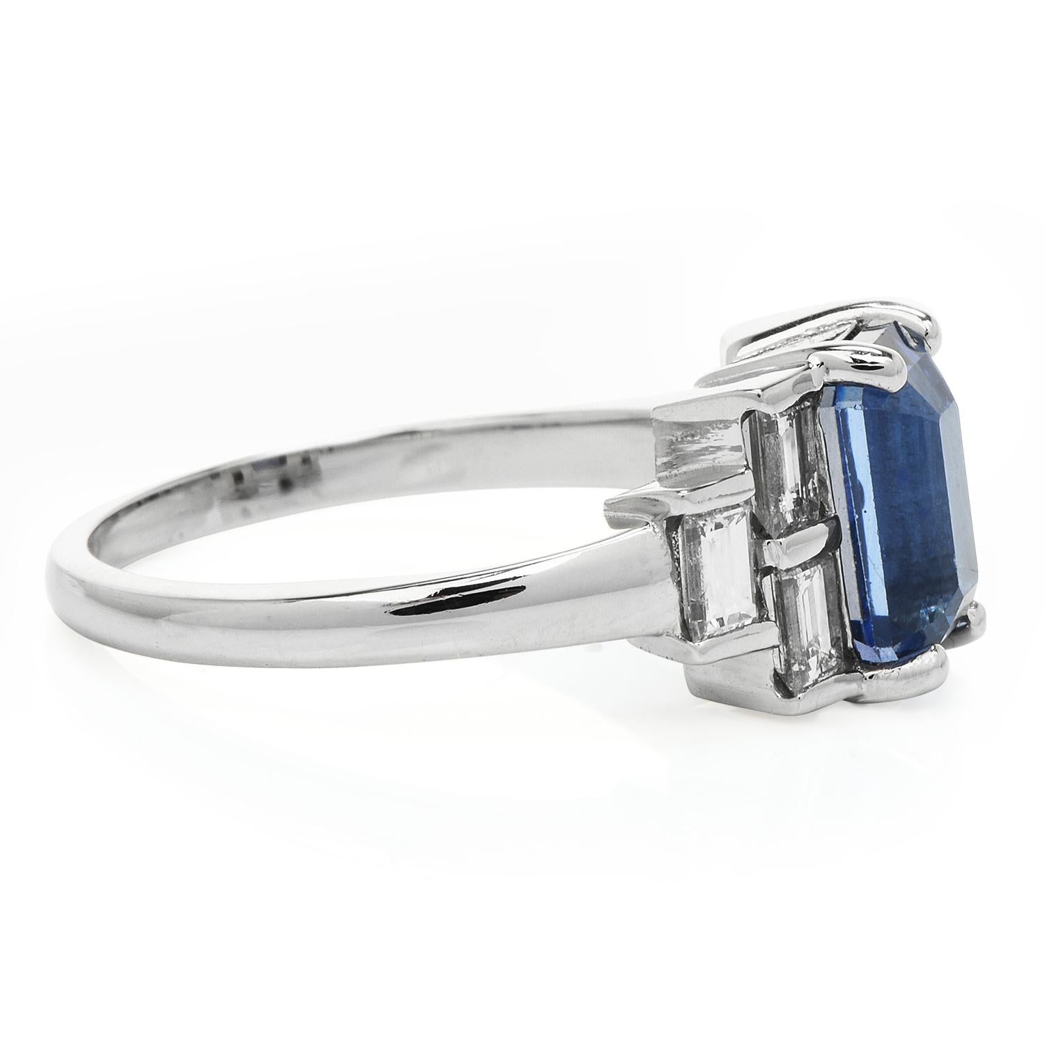 GIA 3.92ct Ceylon Blue Sapphire Diamond Platinum Engagement Ring 2