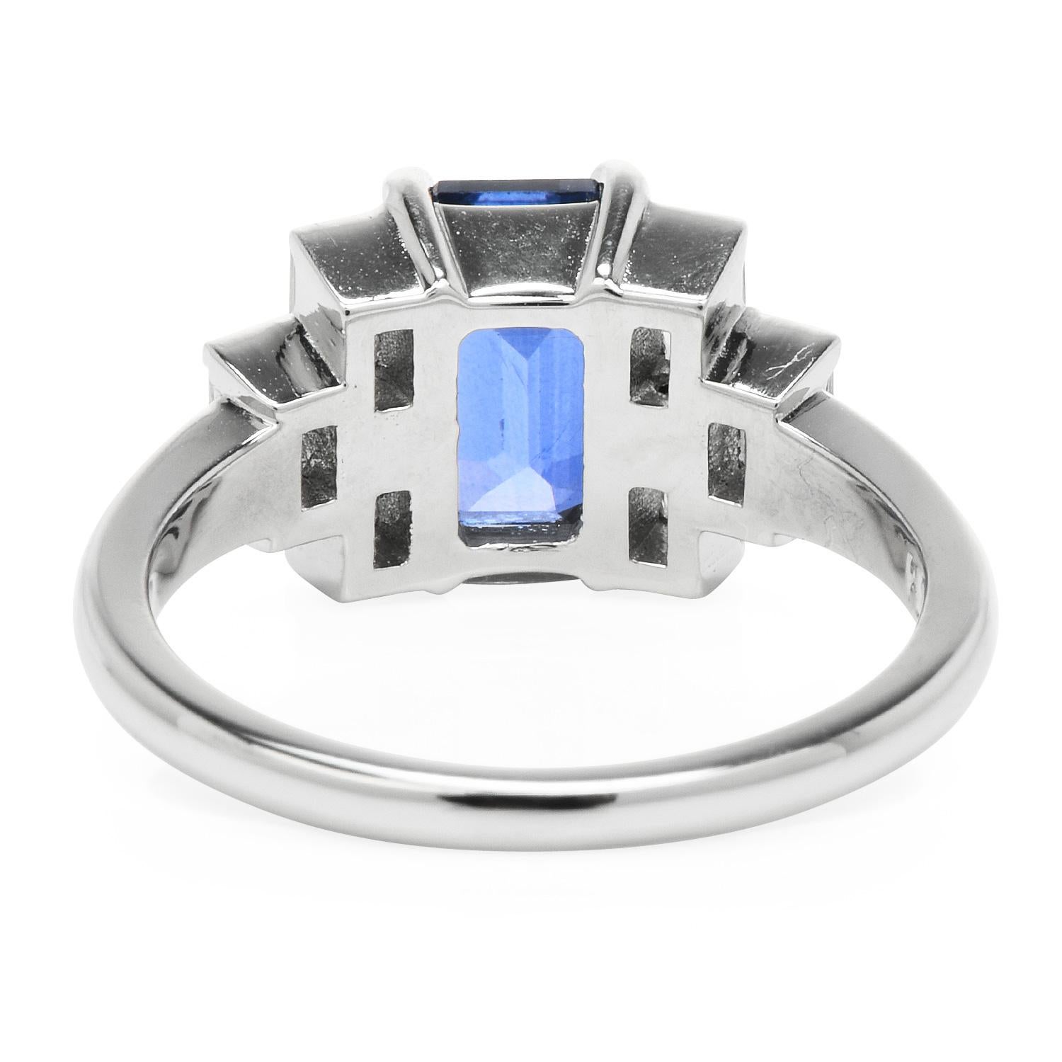 GIA 3.92ct Ceylon Blue Sapphire Diamond Platinum Engagement Ring 3
