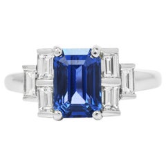 GIA 3.92ct Ceylon Blue Sapphire Diamond Platinum Engagement Ring