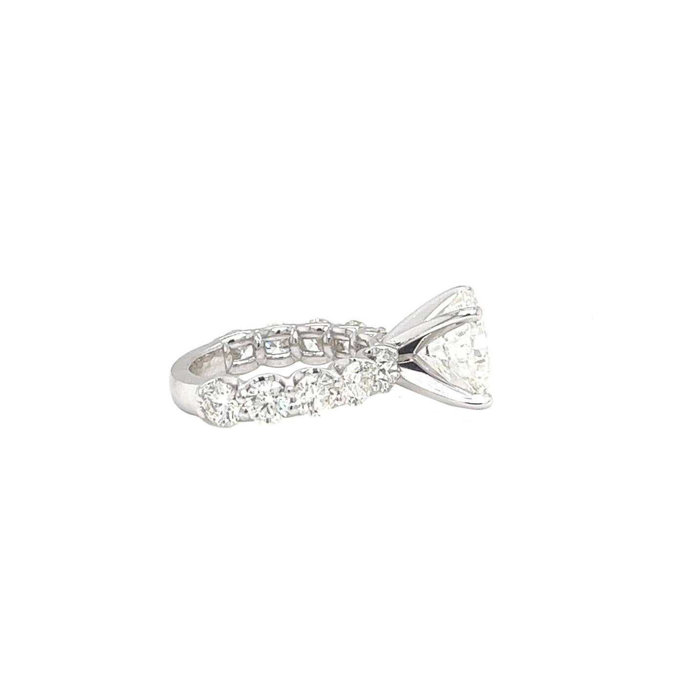 Women's GIA 3.95ct Center Natural Round Diamond with 2ct Round Diamonds White Gold Ring For Sale