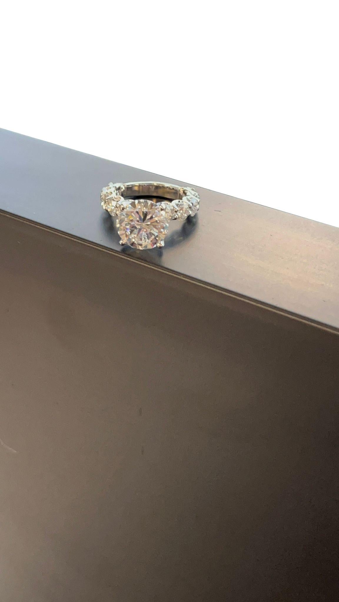 GIA 3,95ct Center natürlichen runden Diamanten mit 2ct runden Diamanten Weißgold Ring im Angebot 3