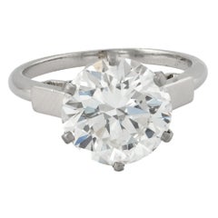 GIA 3.98 carat round brilliant cut diamond platinum engagement ring