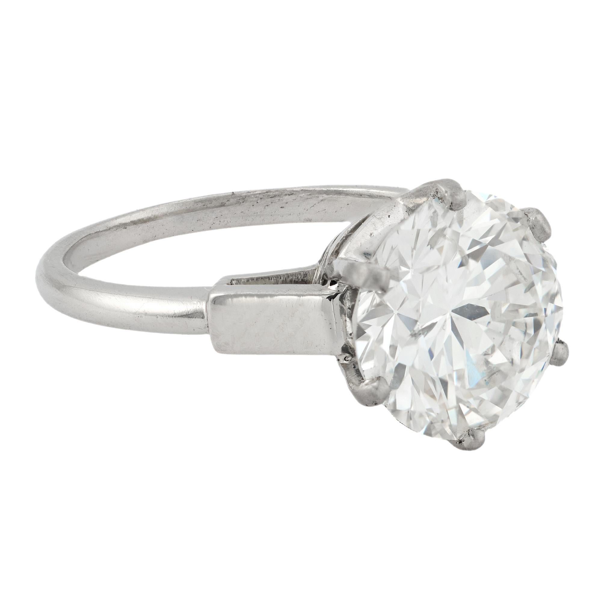 Taglio brillante GIA Anello di fidanzamento in platino con diamante rotondo taglio brillante da 3.98 carati in vendita