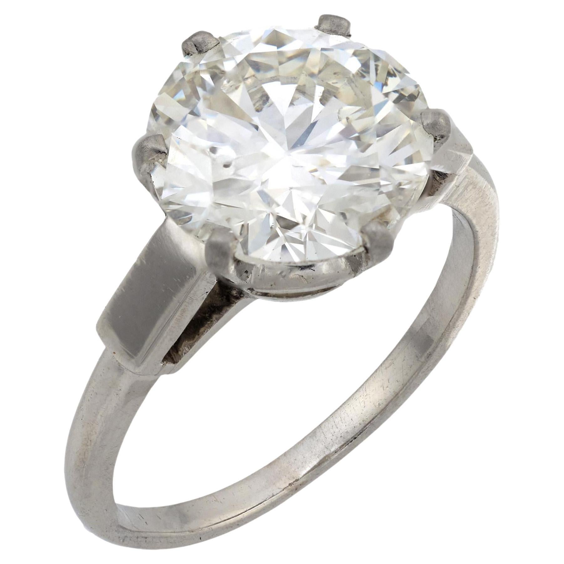 GIA Anello di fidanzamento in platino con diamante rotondo taglio brillante da 3.98 carati in vendita