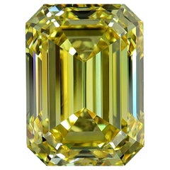 GIA 3ct Fancy Vivid Yellow Emerald VVS1 Loose or Set in Solitaire Ring