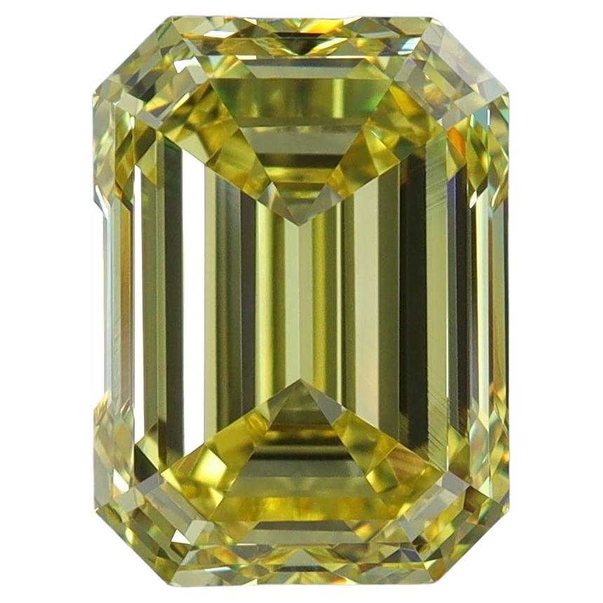 GIA 3ct Fancy Vivid Yellow VVS1 Emerald Cut Diamond Loose or in Solitaire Ring For Sale