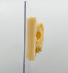 GIA 4 Carat Each Yellow Diamond Radiant Stud Earrings in 18K Yellow Gold