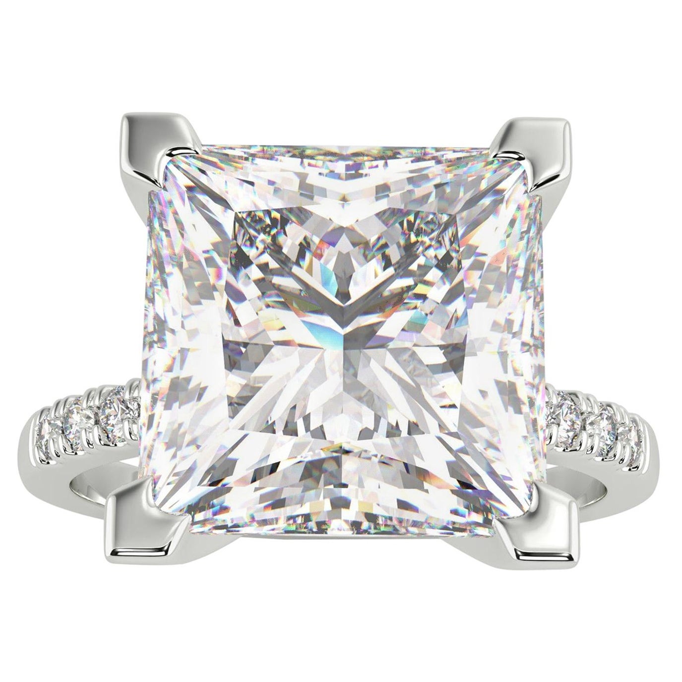 GIA 4 Carat Princess Cut G VS2 Diamond Gold Ring