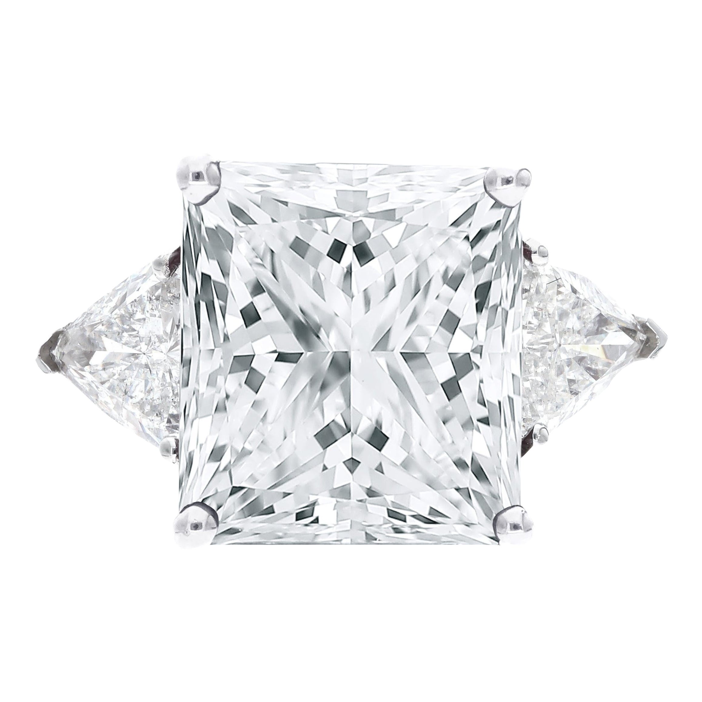 GIA 4 Carat Princess Cut Diamond with trillion Diamond FLAWLESS D COLOR