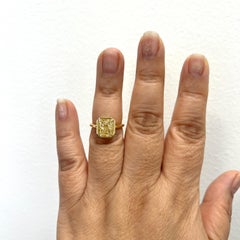 GIA 4 Carat Yellow Diamond Radiant Bezel Ring in 18K Yellow Gold