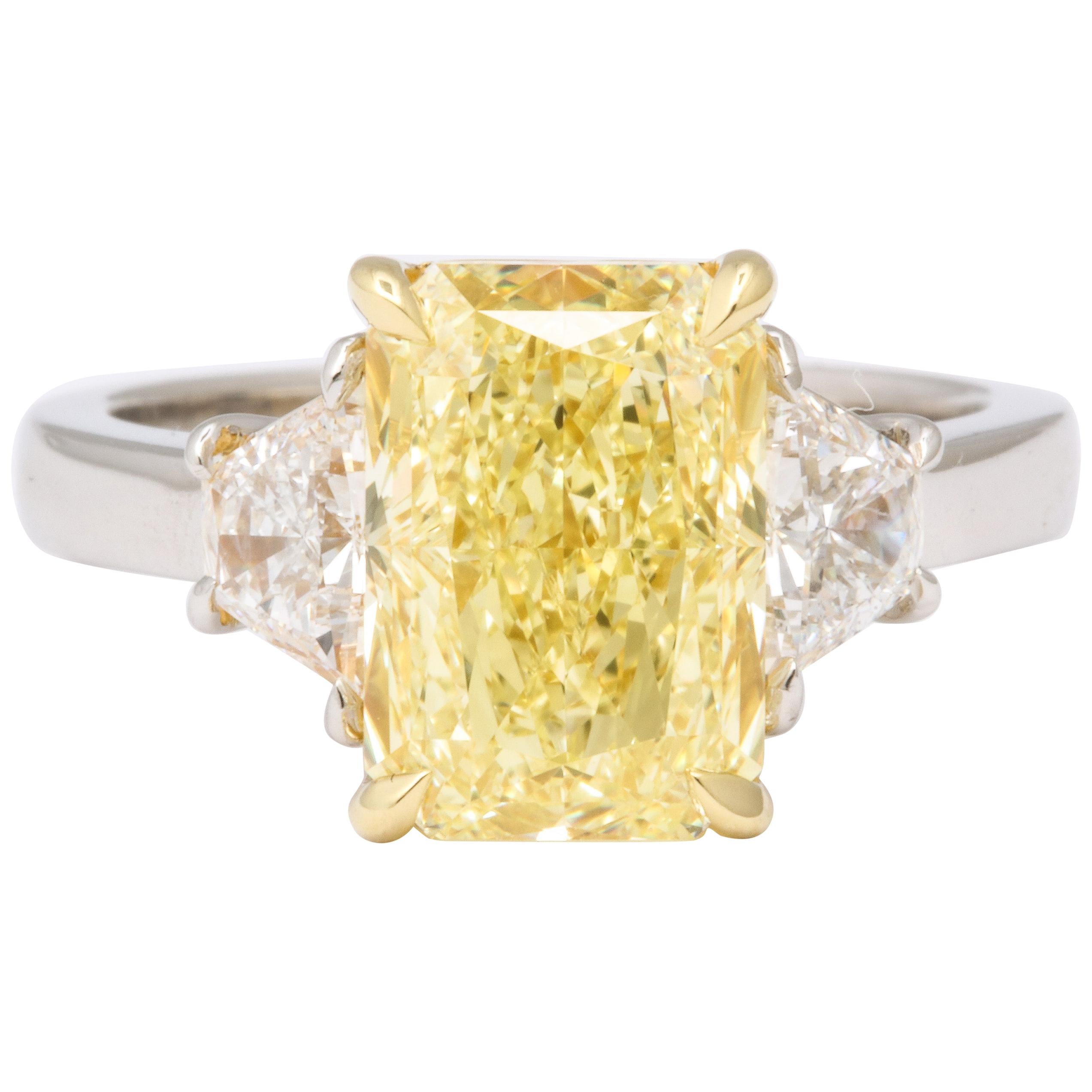 GIA 4 Carat Yellow Diamond Ring