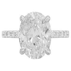 GIA 4 Karat E Farbe VS Reinheit Oval Brillantschliff Diamant 18K Weißgold Ring 
