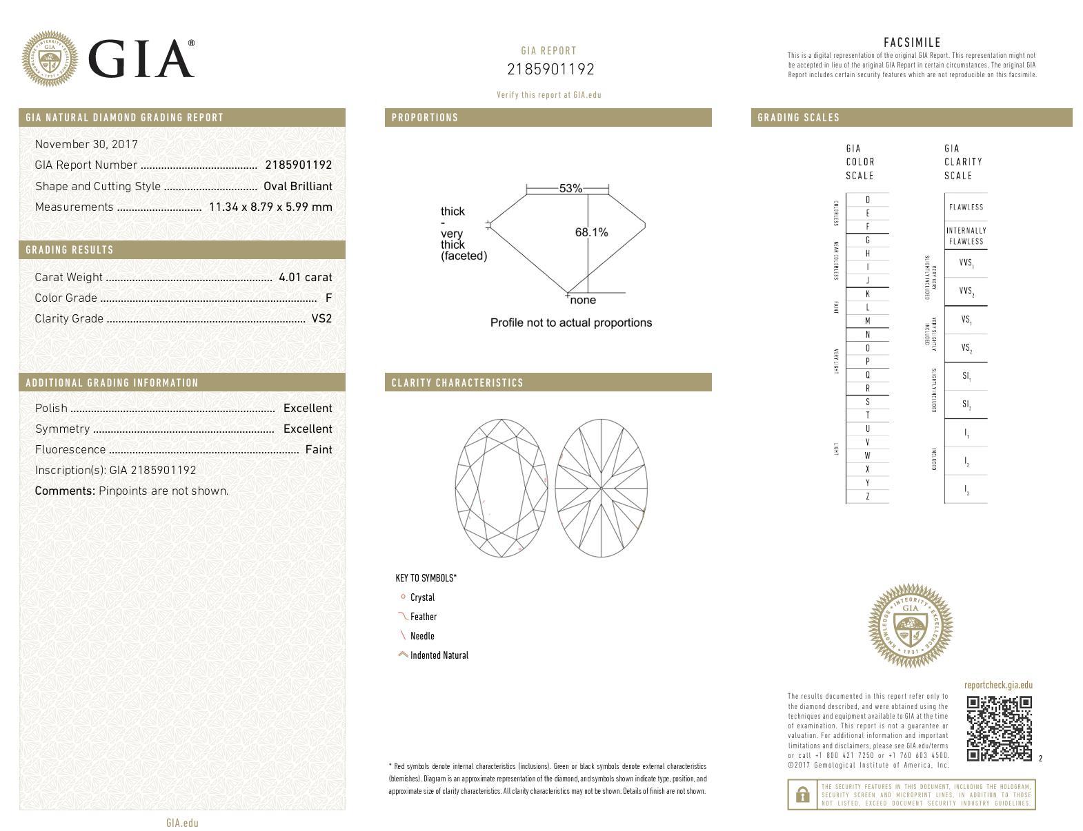 Bague de fiançailles en or jaune 18 carats avec diamant taille ovale de 4,01 carats F VS2, certifié GIA Bon état - En vente à Beverly Hills, CA