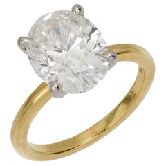 GIA Anello di fidanzamento in oro giallo 18k con diamante taglio ovale da 4,01 carati F VS2
