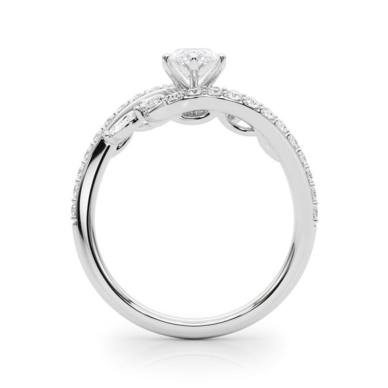 Bague en or blanc GIA 4,01 carats Marquise Curved Bypass Leaf & Vine Neuf - En vente à New York, NY