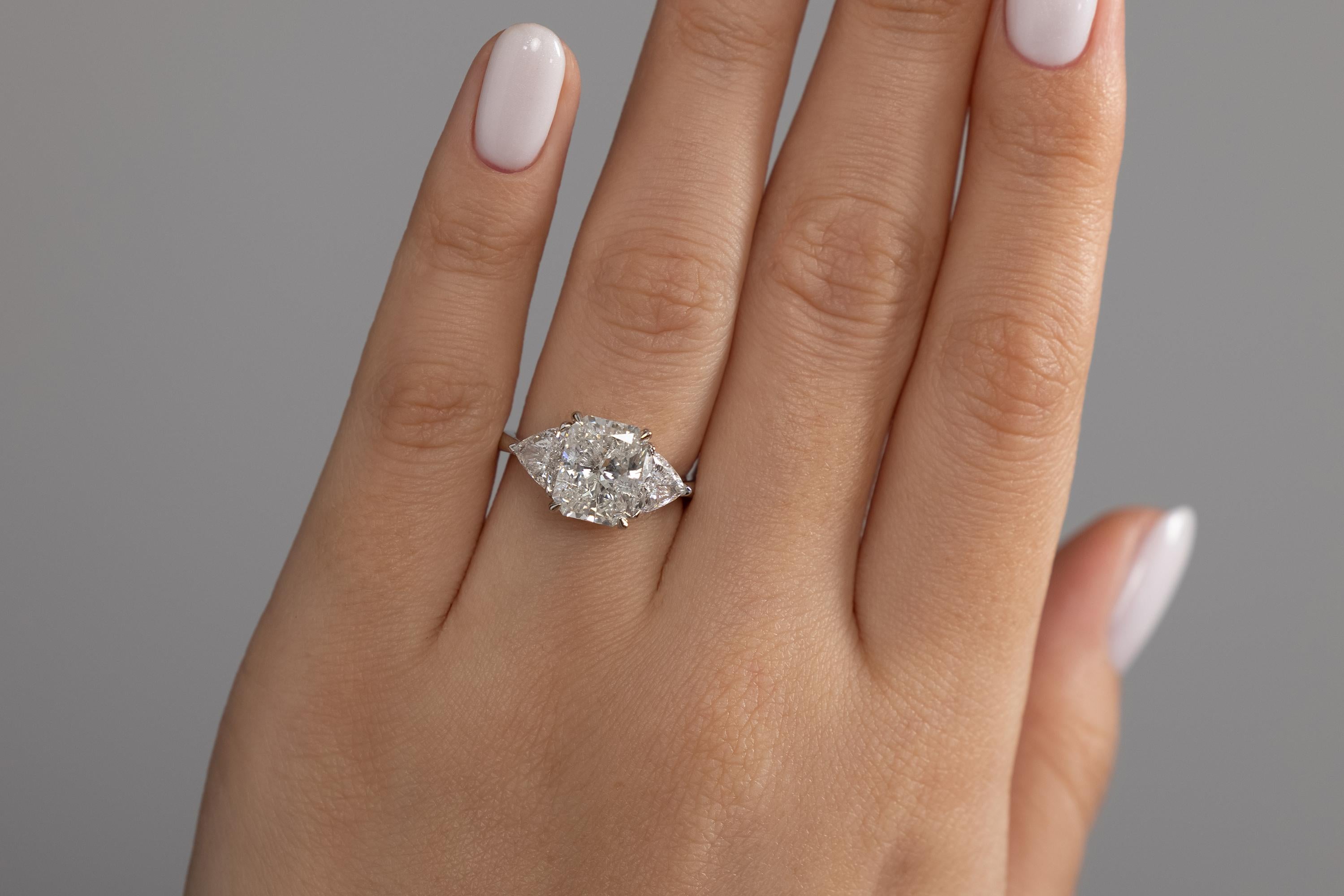 GIA 4.01Ct Estate Vintage Radiant Diamond 3 Stone Engagement Wedding Plat Ring 3