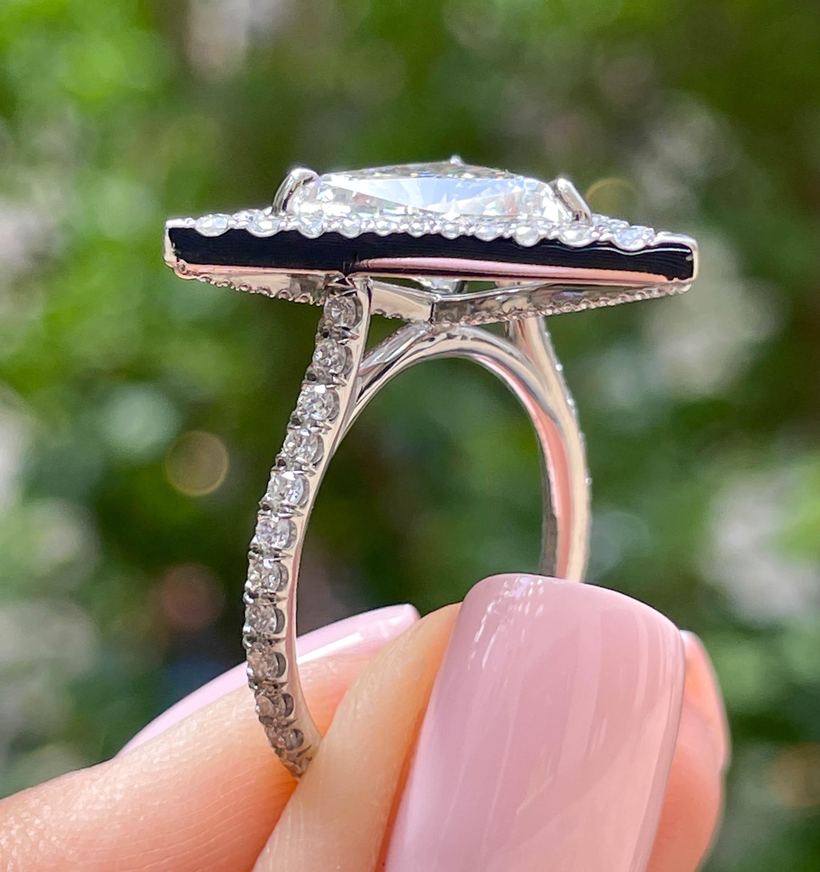 GIA 4.01ct Estate Vintage Trillion Diamond Halo Engagement Wedding Platinum Ring For Sale 6