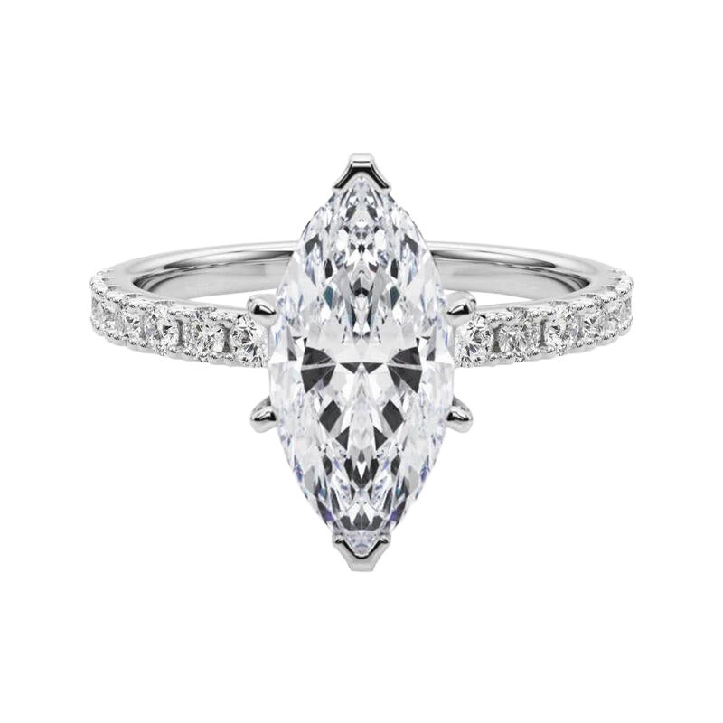 GIA 4.01ct Marquise Solitaire with Half Eternity 18K White Gold Diamond Ring